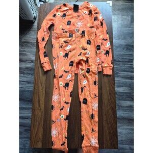 Hyde & EEK Boutique Kids Halloween Pajamas Set Size 10 Glow Ghost Cat Bat Orange